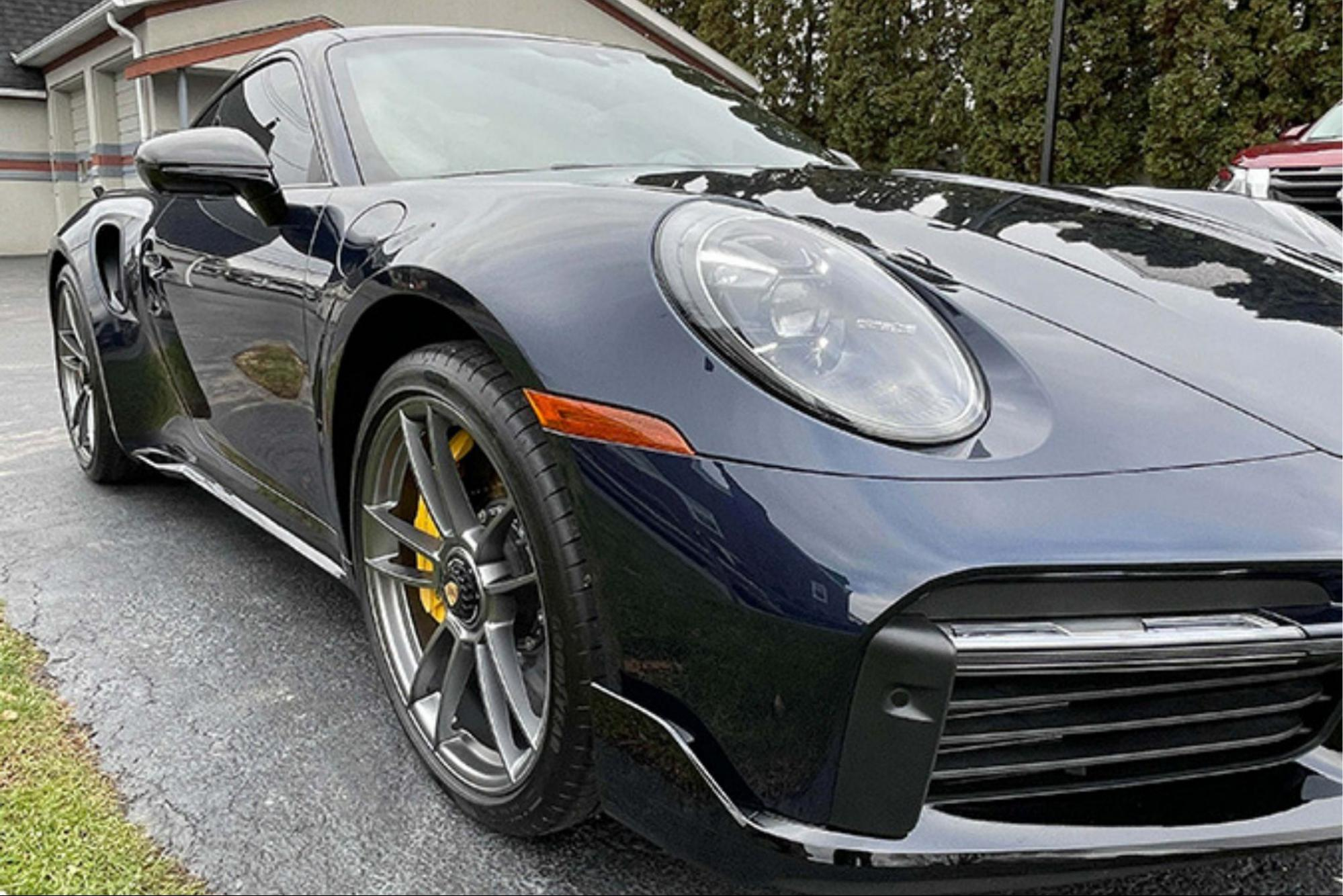 A sleek Porsche with a flawless finish after Prestige Auto Appearance’s paint protection film (PPF) application.